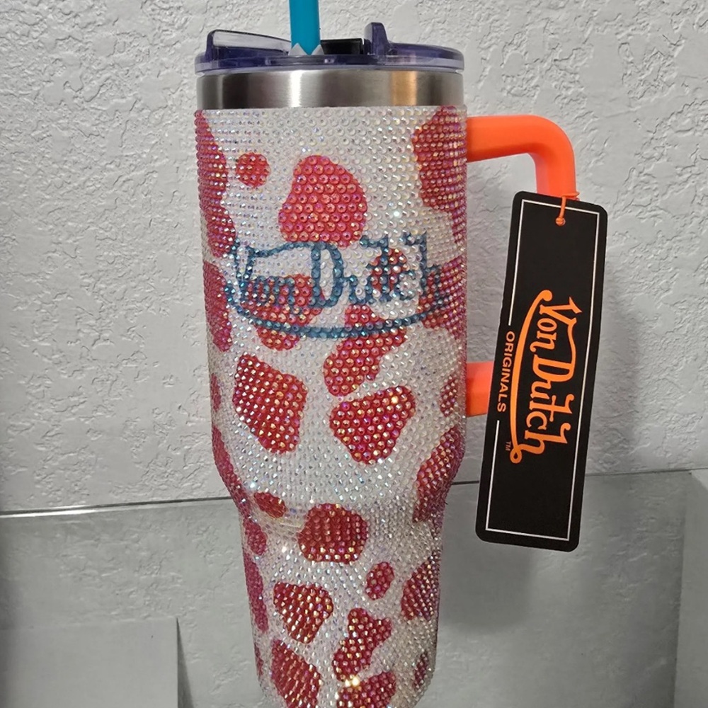 Von Dutch 40oz Tumbler with Orange Cow Accents